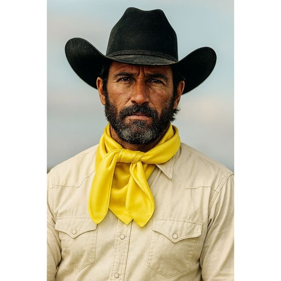 Yellow Wild Rage Large Scarf 35x35 Inches Silk Feel Polyester Western Accessory - Picture 4 of 8